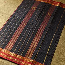 Iravati - Narayanpet Handloom Checks Saree | Dark Blue