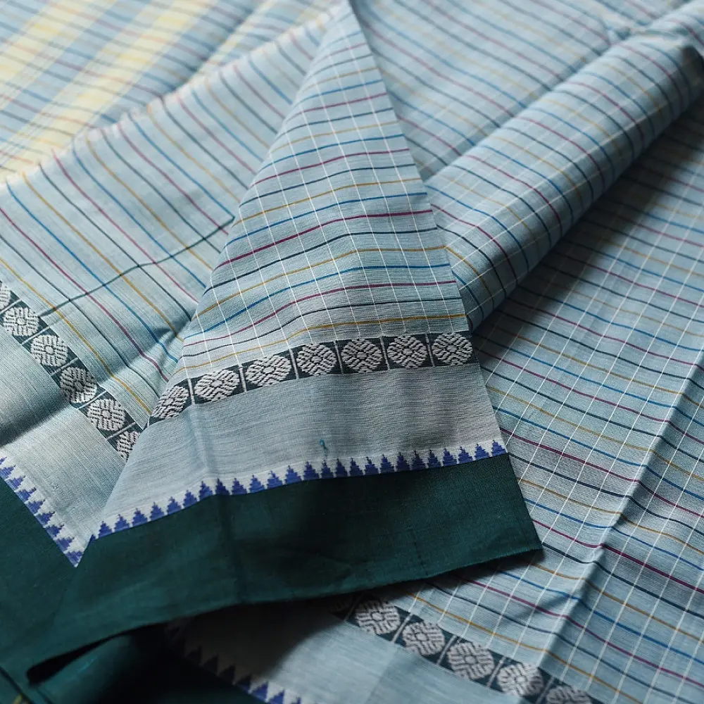 shop Narayanpet Handloom Cotton - Checks Saree