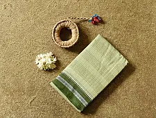 Iravati | Narayanpet Handloom Cotton Saree | Light Olive Green