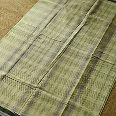 Iravati | Narayanpet Handloom Cotton Saree | Light Olive Green