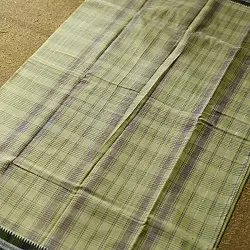 Iravati | Narayanpet Handloom Cotton Saree | Light Olive Green