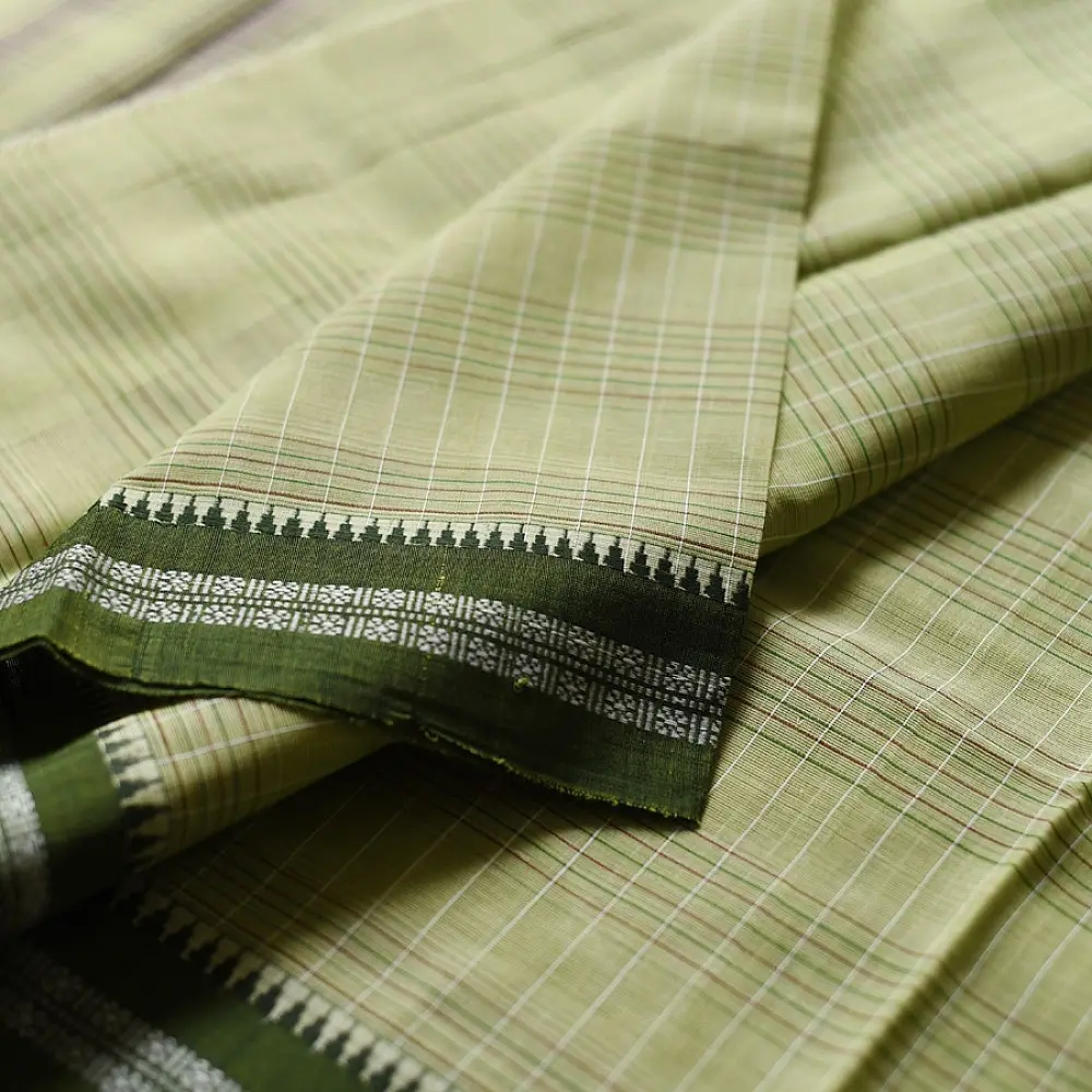 Light Olive Green Handloom Saree