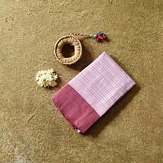 Iravati | Narayanpet Handloom Cotton Checks Saree | Light Pink