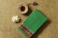 Iravati - Narayanpet Handloom Cotton Saree -  Leaf Green