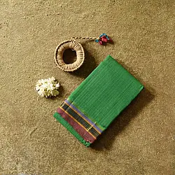 Iravati - Narayanpet Handloom Cotton Saree -  Leaf Green