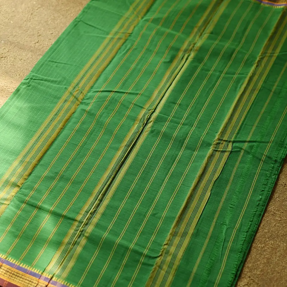 Buy south handloom saree in Leaf Green