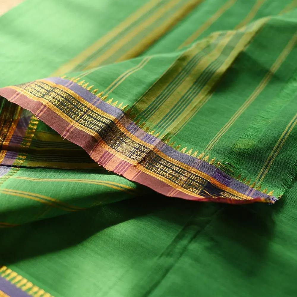 Buy south handloom saree in Leaf Green