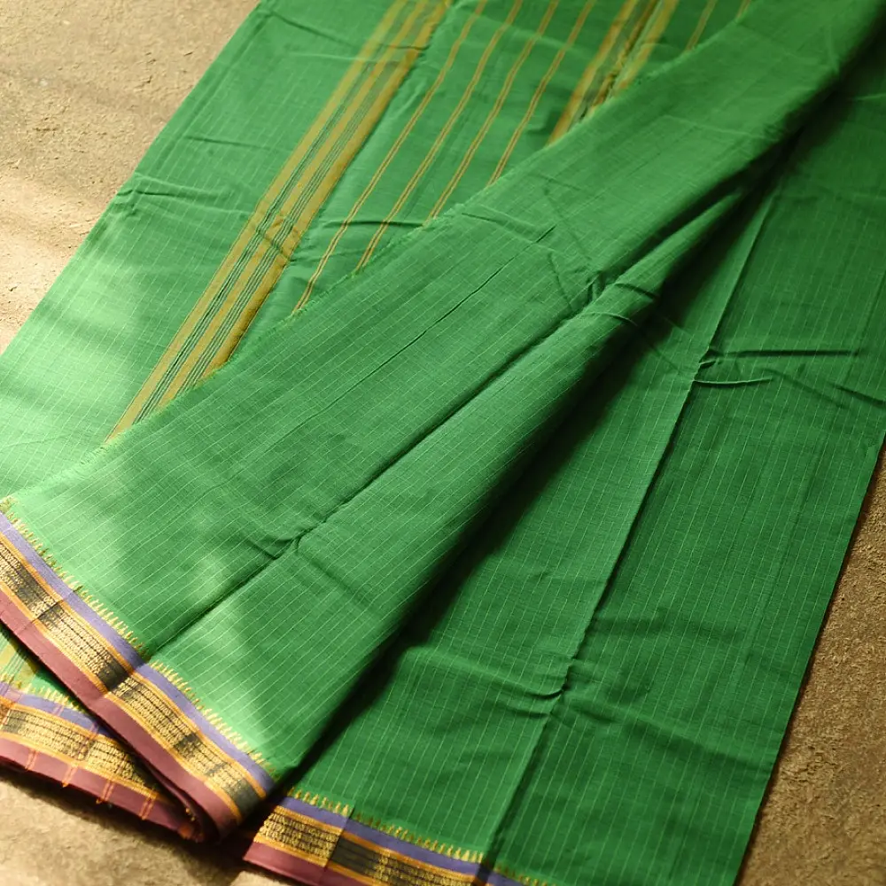 Buy south handloom saree in Leaf Green