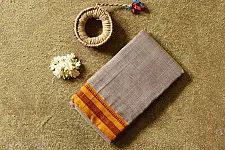Iravati | Narayanpet Handloom Cotton Saree -  Fawn