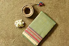 Iravati | Narayanpet Handloom Cotton Saree |  Olive Green