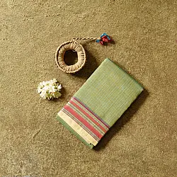 Iravati | Narayanpet Handloom Cotton Saree |  Olive Green