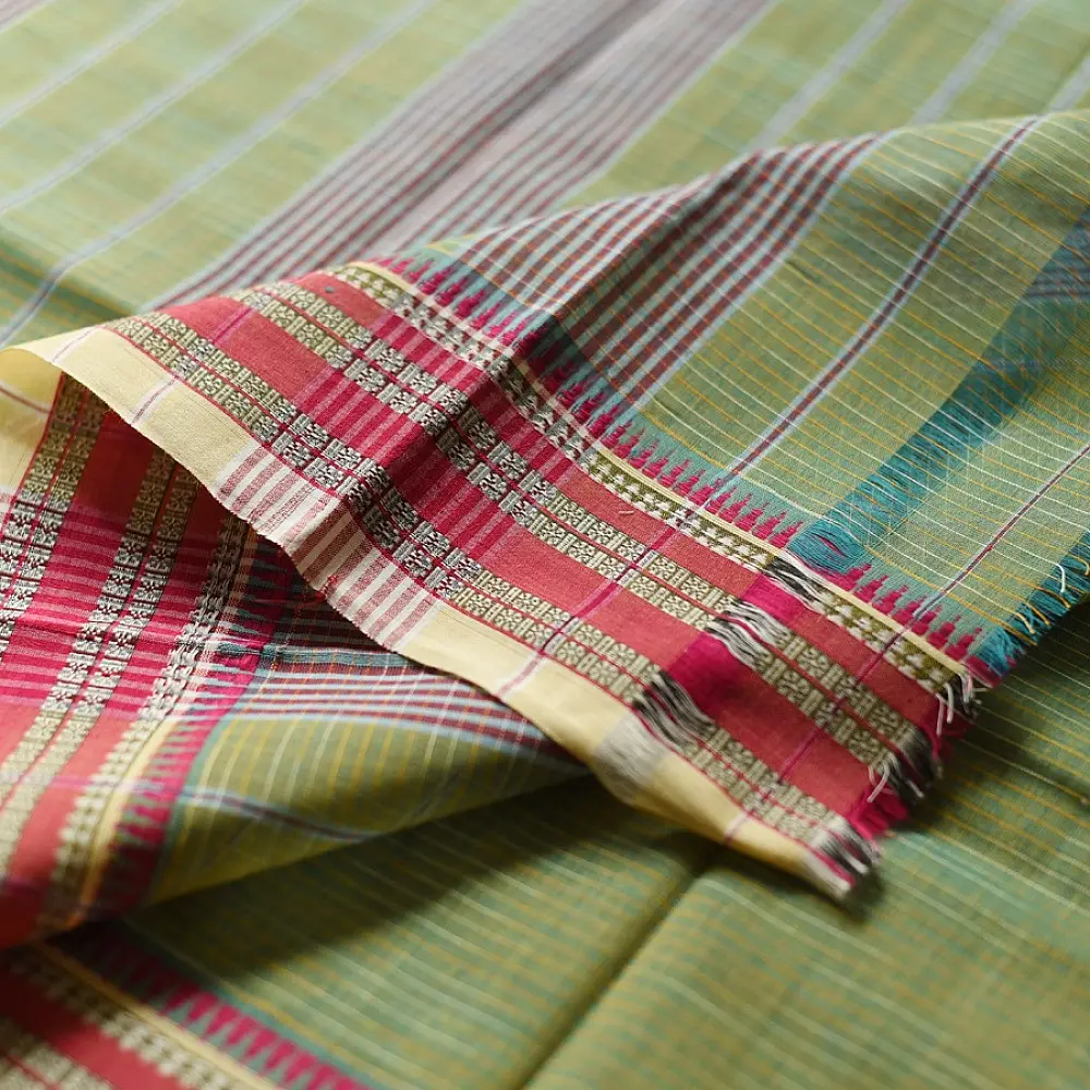 shop Narayanpet Handloom Cotton Olive Green Saree