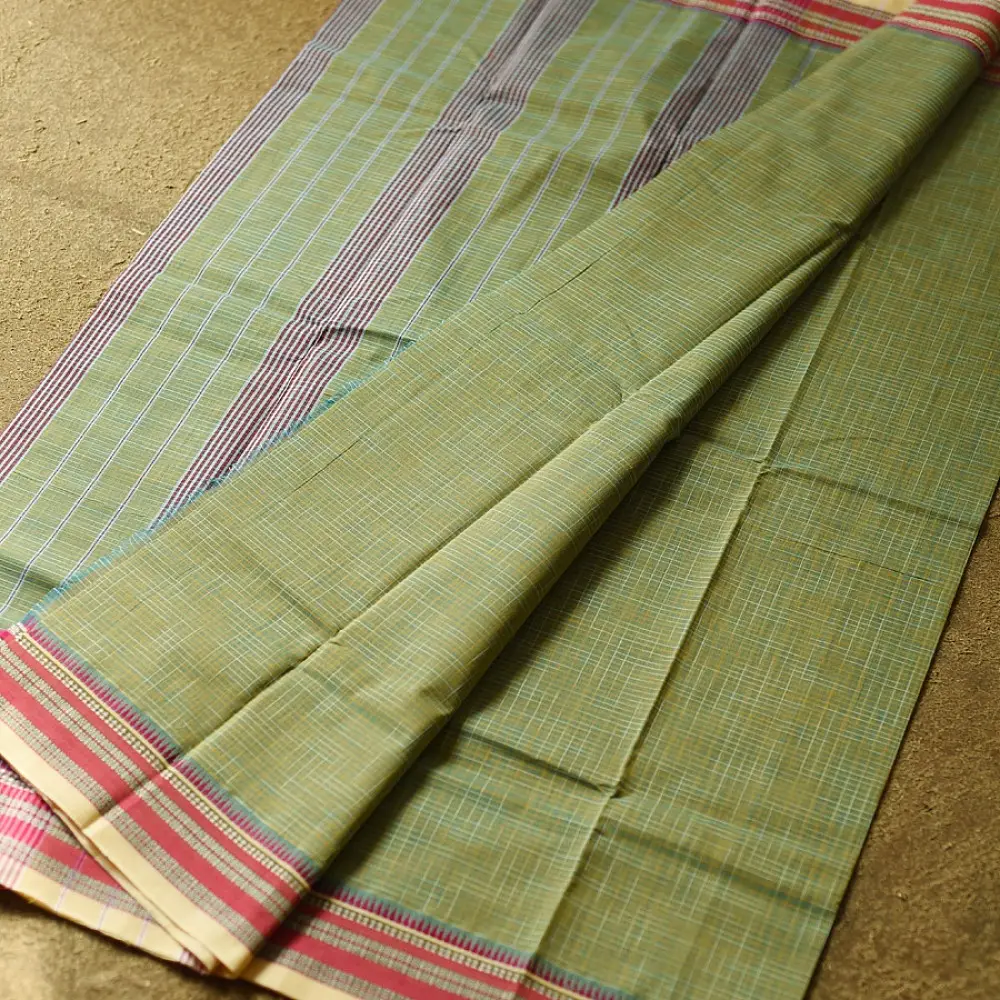 shop Narayanpet Handloom Cotton Olive Green Saree