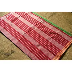 Iravati .  इरावती  ❅ Handwoven Narayanpet Pure Cotton Green Saree with Red Pallu