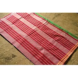 Iravati .  इरावती  ❅ Handwoven Narayanpet Pure Cotton Green Saree with Red Pallu