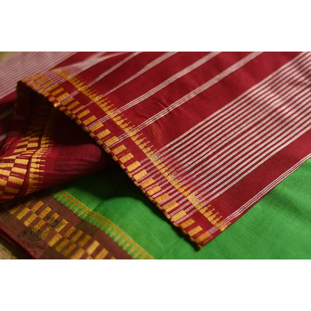 shop Handwoven narayanpet Pure Cotton green saree 