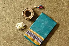 Iravati | Narayanpet Handloom Cotton Saree | Sea Blue