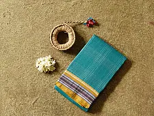 Iravati | Narayanpet Handloom Cotton Saree | Sea Blue