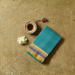Iravati | Narayanpet Handloom Cotton Saree | Sea Blue