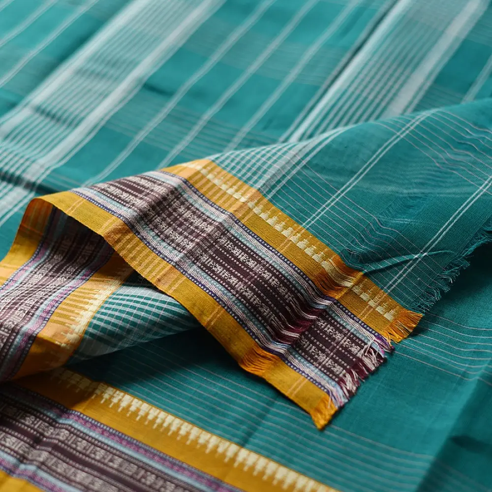 Sea Blue Handloom Cotton Saree buy online