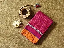 Iravati | Narayanpet Handloom Cotton Saree - Rani Pink