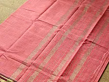 Iravati | Narayanpet Handloom Cotton Saree - Peachish Red