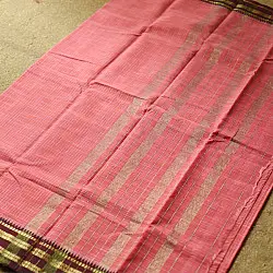 Iravati | Narayanpet Handloom Cotton Saree - Peachish Red