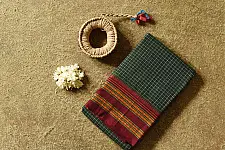 Iravati | Narayanpet Handloom Cotton Saree - Deep Green