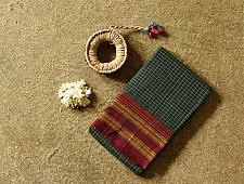 Iravati | Narayanpet Handloom Cotton Saree - Deep Green