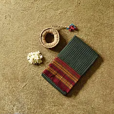 Iravati | Narayanpet Handloom Cotton Saree - Deep Green