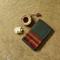 Iravati | Narayanpet Handloom Cotton Saree - Deep Green