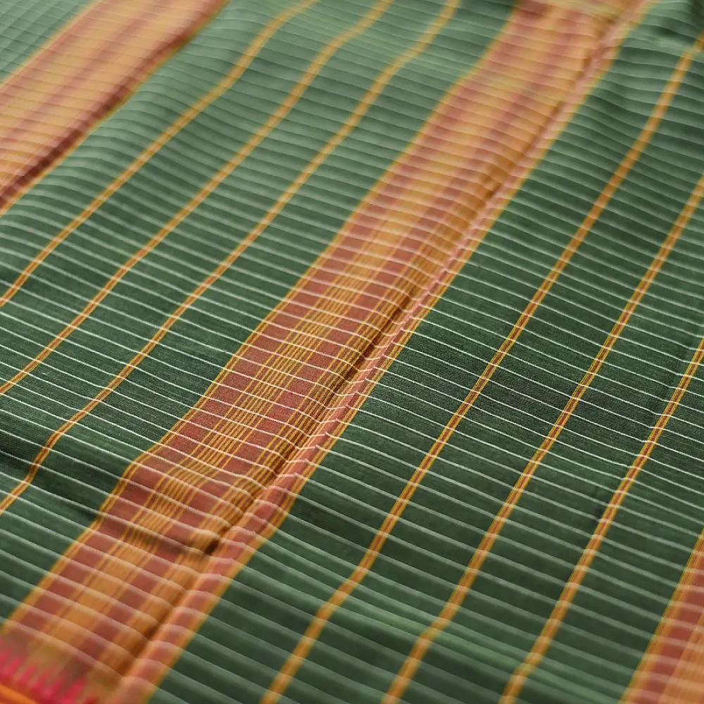 pure Handloom Deep Green Saree