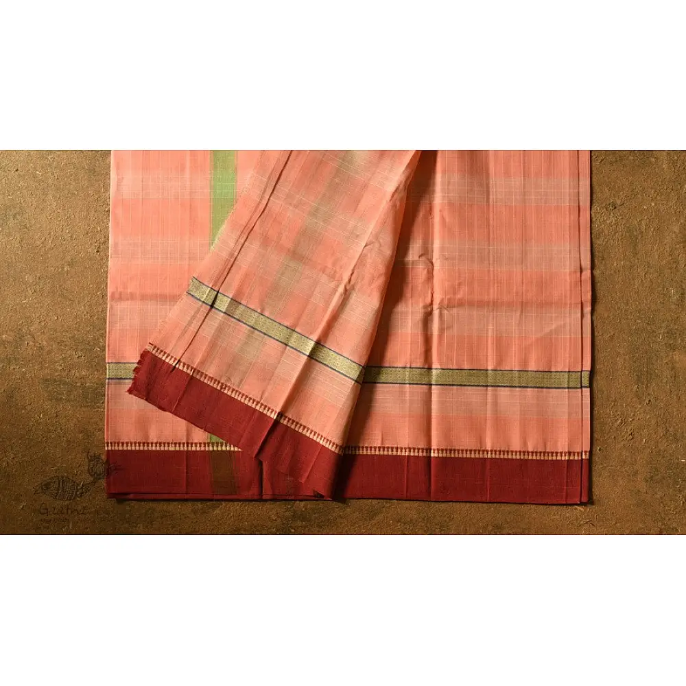shop handwoven narayanpet cotton Saree - Peach