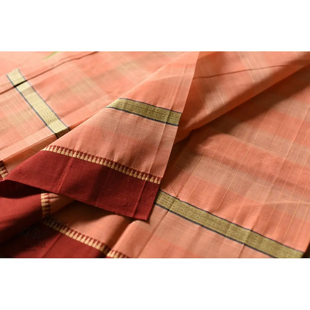 shop handwoven narayanpet cotton Saree - Peach