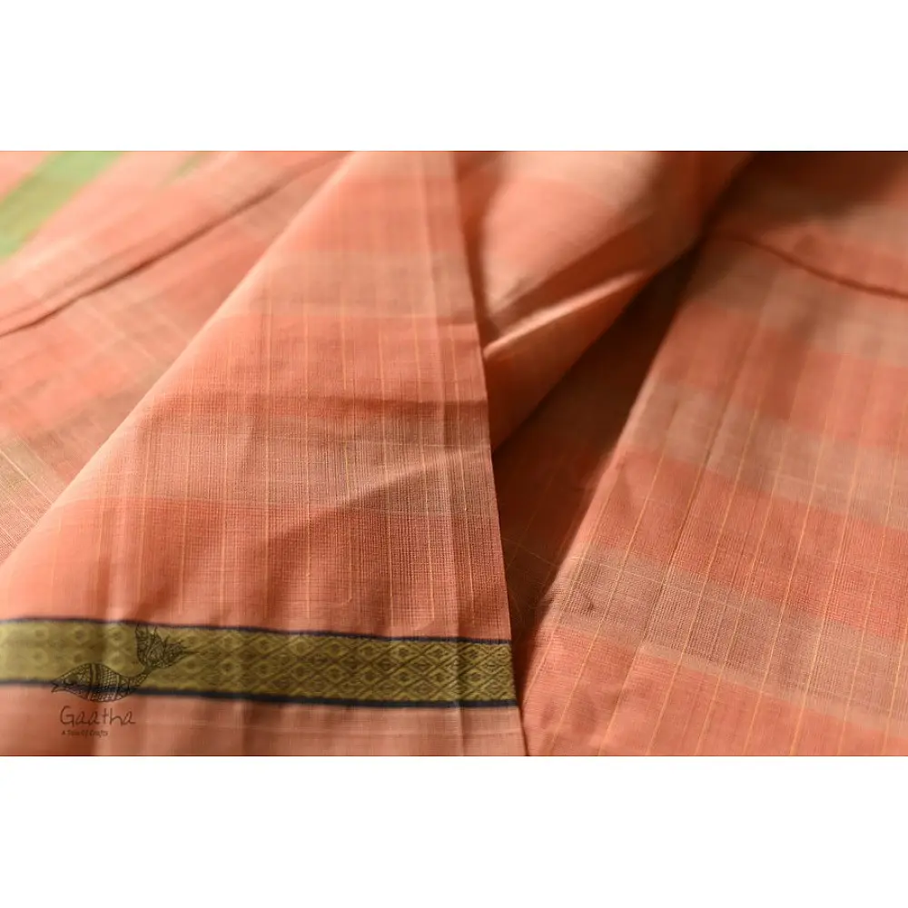 shop handwoven narayanpet cotton Saree - Peach