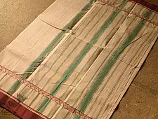 Iravati .  इरावती  - Narayanpet Beige Checks Saree - Handwoven Cotton