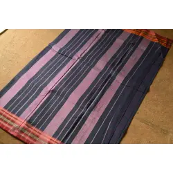 Iravati .  इरावती  - Narayanpet Handwoven Navy Blue Checks Saree