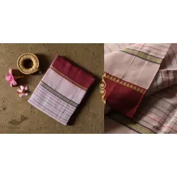 Iravati .  इरावती  - Narayanpet Handloom Cotton Checks Saree - Light Purple