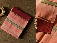 Iravati .  इरावती  - Narayanpet Handwoven Cotton Saree - Peach