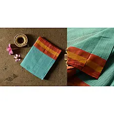 Iravati .  इरावती  - Narayanpet Sky Blue Saree - Handwoven Cotton
