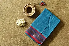 Iravati | Narayanpet Handloom Cotton Saree | Peacock Blue