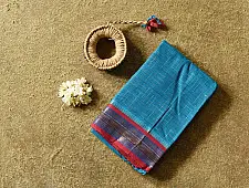 Iravati | Narayanpet Handloom Cotton Saree | Peacock Blue