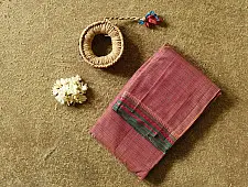 Iravati | Narayanpet Handloom Cotton Saree | Muted Brick Red