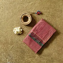 Iravati | Narayanpet Handloom Cotton Saree | Muted Brick Red