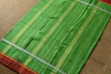 Iravati .  इरावती  - Narayanpet Parrot Green Saree - Handwoven Cotton - Parrot Green