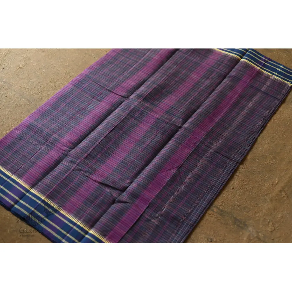 shop handwoven narayanpet cotton Purple Checks saree