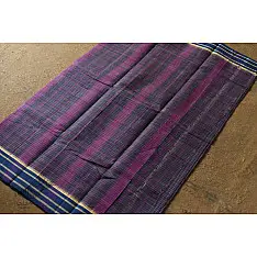Iravati .  इरावती  - Narayanpet Purple Checks Saree - Handwoven Cotton