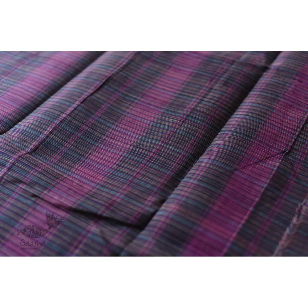 shop handwoven narayanpet cotton Purple Checks saree