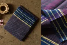 Iravati .  इरावती  - Narayanpet Purple Checks Saree - Handwoven Cotton