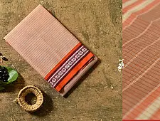 Iravati .  इरावती  ❅ Handwoven Narayanpet Cotton Checks Saree with Orange Border